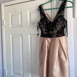 CREAM COLOR DRESS WITH BLACK ON TOP